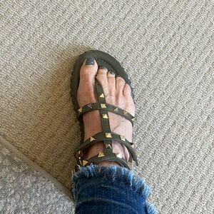 Valentino Greek sandals size 81/2.  Olive green color. My fav!!!!